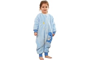 Tolaler Saco Dormir Bebe con Pies Invierno, Suave y Acogedor Saco de Dormir con Piernas Invierno con Simpáticos Estampados de Animales (Unisex)