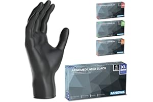 ARNOMED 100x Gants jetables en latex taille XL noir, Gants jetables de chirurgie et de laboratoire, Gants à usage unique en nitrile, Moufles en latex en XS, S, M, L, XL, XXL