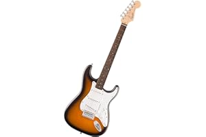 Squier by Fender Debut Collection Stratocaster Chitarra Elettrica, Tastiera in Laurel, Battipenna Bianco, Sunburst a 2 Colori