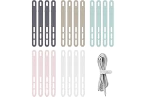 Thapncow 20 bridas de silicona para cables, bridas de silicona reutilizables, organizador de cables de silicona colorido, bridas elásticas reutilizables para cables