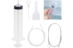 Mynoozi 5 Stück Kühlschrank Abflussloch Reinigungswerkzeug, Kühlschrank Reinigungsset, Kühlschrank Abfluss Reinigungsbürste mit Schlauch, Spritze, Enteisungsschaufel, Entstopfer und Einsätzen