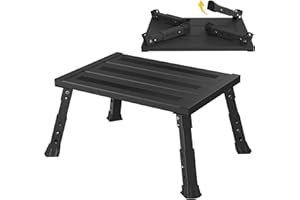 XARILK Taburete plegable para autocaravanas, de aluminio resistente, 3 alturas (19-24 cm), superficie antideslizante, portátil, para caravanas, caravanas, personas mayores, mascotas y