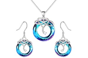 TOEECY Infinito Corazon Juego de Joyas Conjunto Collar y Pendientes Colgante de Cristal Regalos para Mujer Esposa Amante Novia Madre