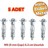 &Ccedil;elik Al&ccedil;ıpan Boşluk D&uuml;bel FRT Tuğla Duvar Bims Paraş&uuml;t D&uuml;beli 5x52 Metal 5 Adet