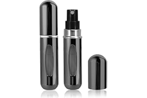 SALEEPENDENT 2 Pezzi 5ml Mini Bottiglia di Profumo, Dispenser Profumo Portatile con finestra per viaggi, Atomizzatore di Profumo, Mini Spruzzino Profumo, Nero.