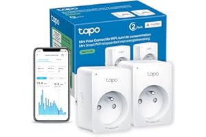 Tapo Matter Prise Connectée WiFi, Suivi de consommation, 16A Type E, Compatible avec Alexa, Google Home et SmartThings, Contrôler le radiateur, le chauffage, Économie d'énergie, Tapo P110M 2-pack(FR)