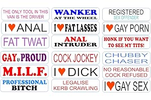 CONCRETE SANDWICHES 18 x Tiny Rude Jokes Stickers/Decals 44 x 13 Milliimetres Approx Printed On To White Vinyl Simply Peel & Stick.