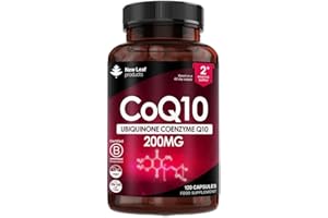 NEW LEAF PRODUCTS CoQ10 Supplement 200mg - Co Enzyme CQ10 120 Vegan Capsules 100% Pure and Naturally Fermented Ubiquinone Q10 High Strength Ubiquinone Coenzyme Q10 Coenzyme CoQ10 Supplement UK Made Ubiquinol