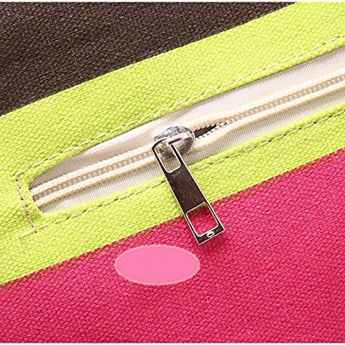 Sommer Leinwand Shopper Gestreift Regenbogen Candy Prints Strand Handtasche - 4