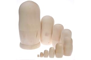 BOERNI Lot de 10 poupées gigognes en bois brut à peindre pour enfant