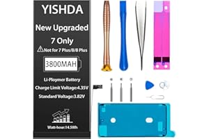 Akku für iPhone 7, YISHDA 3800mAh hohe Kapazität Ersatz kompatibel mit iPhone 7 Akku A1660 A1778 A1779 mit professionellen Reparatur-Tool-Kit und Installationsanleitung.…