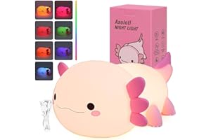 JVURICE Silikon Nachtlicht, Nachtlicht Kinder Axolotl Lampe Dimmbar Cute Tier Touch Aufladbare Kinderlicht Schlafzimmer Led Night Light Dekor Kinder Geschenke Für Mädchen Junge Weihnachtsgeschenke
