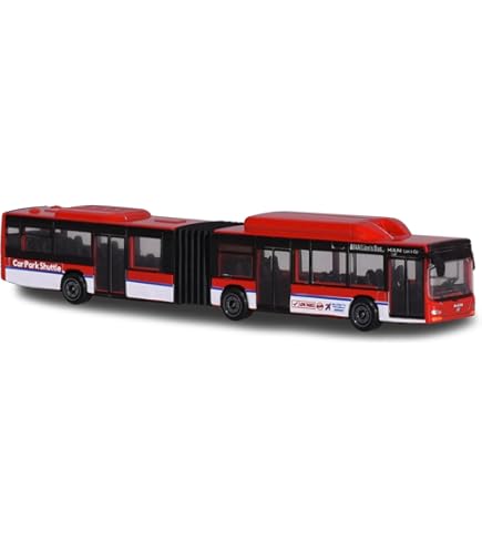 Bburago City Bus Flughafen-Shuttle 1:64 - Mit öffnenden Türen, Rot, 20 Cm