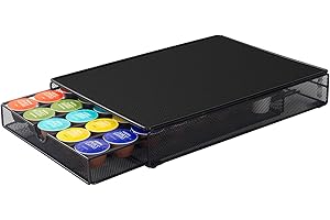 SYSYLY Porta capsule con cassetto compatibile per Dolce Gusto (40 capsule) | Porta cialde in metallo | Organizzatore per conservare capsule di caffè | Ottima opzione regalo|Nero.