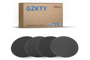 GZKTY 80 pezzi dischi abrasivi 150 mm (a secco/a umido), grana 600/800/1000/1200/1500/2000/3000/5000, per mobili in legno, lucidatura metalli, restauro fari/specchi.