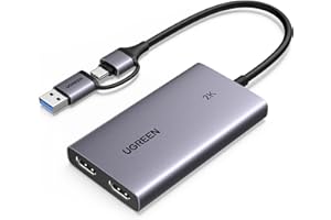 ‎UGREEN UGREEN Video Capture Card, HDMI auf USB 3.1 Gen 1 Video Capture Card mit 2K 30Hz Aufnahme und 4K 30Hz Loop-Out, für DSLR,Switch,PS5, Windows8.1/10/11, MacOS, Linux, Live-Streaming und Aufzeichnung