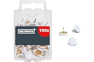 HELPMATE Lot de 150 punaises Blanches de 10 x 7 mm, en Acier revêtu de Plastique, pour la Fixation sur des matériaux Fins, des sols Mous ou du Bois