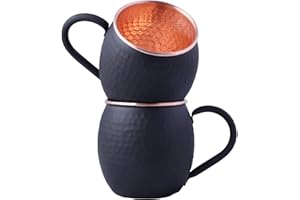 Staglife 16 onces noir mat Moscow Mule tasses en cuivre pur pour hommes, lot de 2 tasses pour Moscow Mule