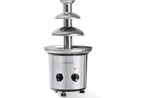 JAGO Fuente de Chocolate de 3 Pisos - 275W, Torre de Acero Inoxidable de Altura 39cm, Capacidad 1Kg, Apta para Lavavajillas, Plateado - Fondue Eléctrica con Niveles