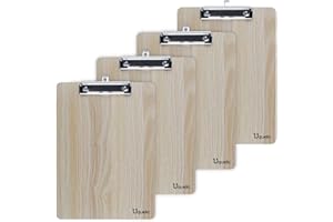 Uquelic Porte Bloc A4 Avec Pince - Lot de 4 - Planchettes à Pince, Porte Document Avec Clip à Profil Bas | Pour Bureau, Salle de Classe, Restaurant (Beige)