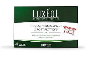 Luxéol Pousse Croissance & Fortification 3 mois, Favorise la Pousse des Cheveux, Complément Alimentaire, 90 Gélules