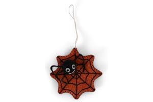 ‎GRY & SIF Gry & Sif Filzanhänger Spinnennetz mit Spinne – Handmade Halloween Deko aus Filz – Fairtrade – 8x8 cm – Herbstdeko zum Aufhängen – Spinne Dekoanhänger – Kinderfreundlich & nachhaltig (orange)