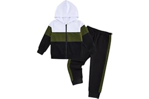 Swimnus Baby Boy Clothes Boys' Outfits Tracksuit Baby Clothing Sets Sweatshirt Patchwork Long Sleeve Hoodies + Long Pants 2Pcs Fall Winter Outfits Set with Zipper Elasticated Waist 18 Months-5 Years
