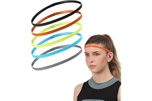 LICHUANUK 5 piezas de diademas deportivas elásticas, bandas deportivas antideslizantes para el pelo, bandas para el pelo para mujeres, diademas deportivas finas para hombres, mujeres, entrenamientos