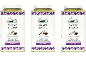 SNAKE BRAND Prickly Heat Lot de 3 poudres rafraîchissantes pour le corps 140 g (lavande relaxante)