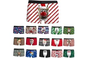 NaLatia Calecon Personnalise Homme, Homme Calecon Noël, Sport Boxer Homme Coton Pas Cher Rigolo Noel Calecon Microfibre Shorty Transparent sous-Vêtements, Caleçon de nouveauté Personnalisé
