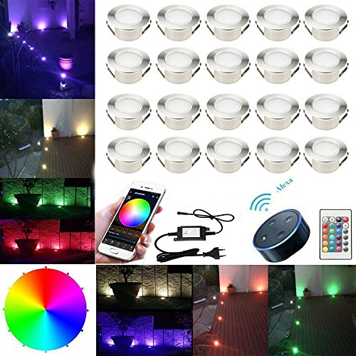 SUBOSI FVTLED 20er Set Ø61mm LED Bodenstrahler Bodeneinbauleuchten Boden Licht IP67 DC12V Wasserdicht Einbauleuchten Außen Terrasse Küche Garten Lampe (WLAN-RGB, 20er-Set)