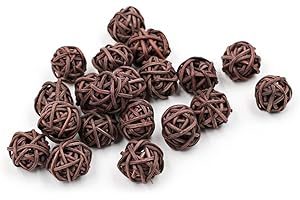 ANJING 30 Stück bunte natürliche Rattan-Kugeln für Hochzeit, Weihnachten, Party, Hängedekoration, 2 cm, Kaffeebraun, 30 Stück