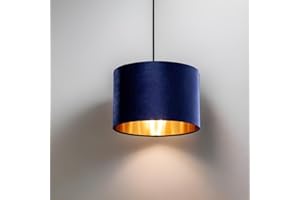 CGC Lighting Modern Velvet 30cm Drum Ceiling Lamp Shade Pendant Table Lamp Bedroom Dining Room Lounge (Blue)