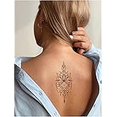 BearPear Mandala Desenli Lotus Ge&ccedil;ici D&ouml;vme, Kadın Ge&ccedil;ici D&ouml;vme, Mandala Tattoo