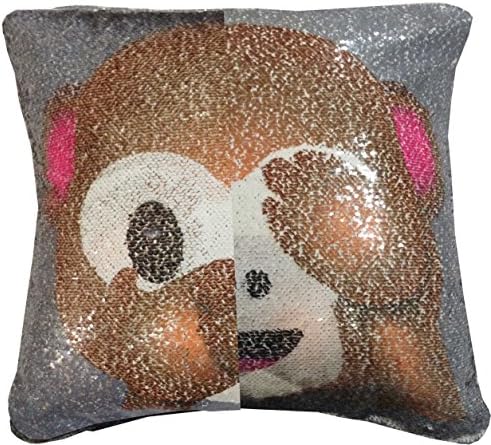 Moji Monkey Faces 2 in 1 Cushion Cover Sequins Mermaid Decorative Cheeky Monkey Cushion 43x43cms