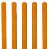 Petekoğlu (5 Pieces) Candlestick Candle (21x2Cm) Natural Honeycomb Wax Set Beeswax Wax Candle Special Decorative Candle Wax