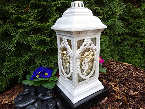 ♥ GRABLAMPE GRABLATERNE MIT ENGEL incl.GRABKERZE 36,0cm ♥ GRABSCHMUCK HERZ GRABLEUCHTE FRIEDHOF GRABLICHT