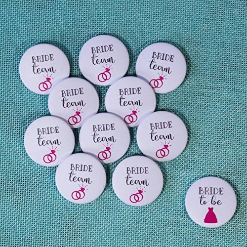 10 Wedding Bride Team Badges + 1 Bride to be