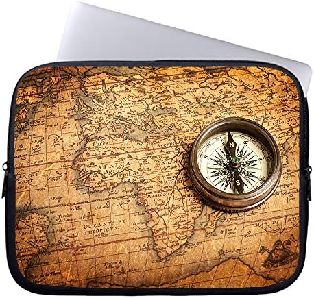 TOLLYEE Vintage World Map Waterproof Neoprene Laptop Sleeve Carrying Case Cover Protective Bag for 15-15.6 Inch MacBook Pro, Ultrabook Netbook Tablet