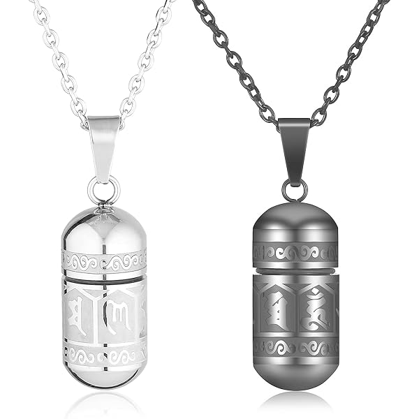 Collier Homme En Acier Inoxydable Avec Pendentif Cartouche Tournant Et Poche Secrète - 52 Cm - Pochette Velours