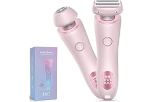 XKUIHF Tondeuse Femme Intime, 2 en 1 Rasoir Electrique Femme, Rasoir Femm'e Electrique Sans Fil, étanche IPX6 Epilateur Rasoir Écran LCD pour Visage Aisselles Jambes Bras (Rose)