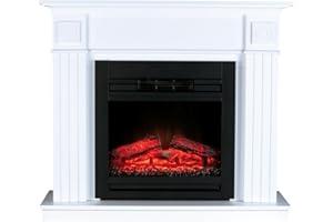 Classic Fire Da Vinci Cappotto Camino, Legno, Bianco, 110 x 96 x 36 cm