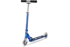 Micro® | Micro Sprite LED Scooter 2 Ruedas Niños | Patinete y Puños Plegables | Ruedas con iluminación LED | Ligero y Regulable en Altura | +5 Años | Niños y Niñas