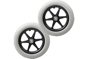 LOKTCH QIQIQ Set di 2 Ruota Posteriore Manuale per Sedia a Rotelle e Carrozzina Non Gonfiabile per Ruota Gomma Piena 12 Pollici (30 Cm) Ruota Antiforatura