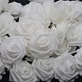 50 Rose Artificiali In Schiuma Con Stelo - Aspetto Realistico - Rosse Per Bouquet Fai Da Te, Matrimoni, Decorazioni - copertina