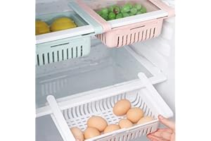 REPLOOD 4x Cestino per Frigo Cassettiera Organizer Frigorifero 4pz Salvaspazio Cassetto Telescopico Allungabile in Larghezza