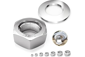 NENULL Tuercas hexagonales M8 de acero inoxidable A2 V2A 304 con arandelas, 50 unidades, tuercas hexagonales, DIN 934, autoblocantes (versión estándar) para tornillos, pernos roscados y barras roscadas