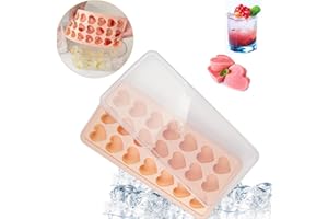DGN Herz Eiswürfelform Klein, 21-Cavity Heart Silikonform, Eiswürfelform mit Deckel BPA Frei, Eiswürfelform Silikon in Lebensmittelqualität, Herzform Silikon Eiswürfel für Schokolade, Bier und Whisky