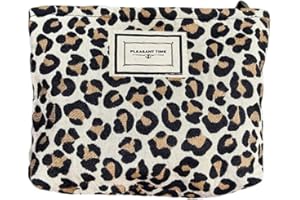 WeddHuis Trousse de Maquillage Portable de Voyage pour Femme,Grand capacité,Tendance et décontracté,Trousse de Toilette,Valise esthetique,Kulturbeutel (Motif léopard Rose)