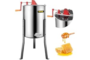 Happybuy 4 Frame Manual Honey Extractor Separator Stainless Steel Bee Extractor Stainless Steel Honeycomb Spinner Crank Beekeeping Extraction Apiary Centrifuge Equipment